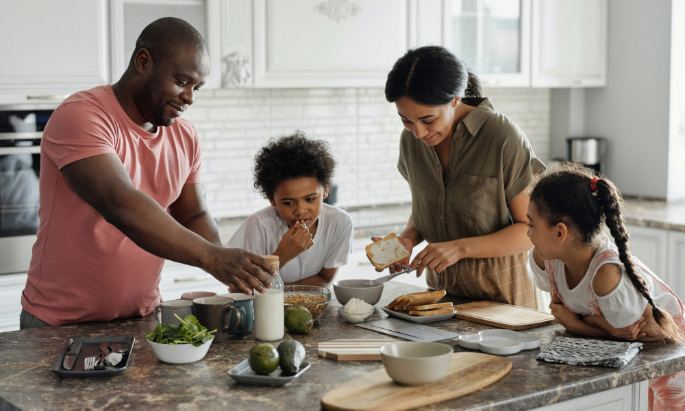 family in kitchen