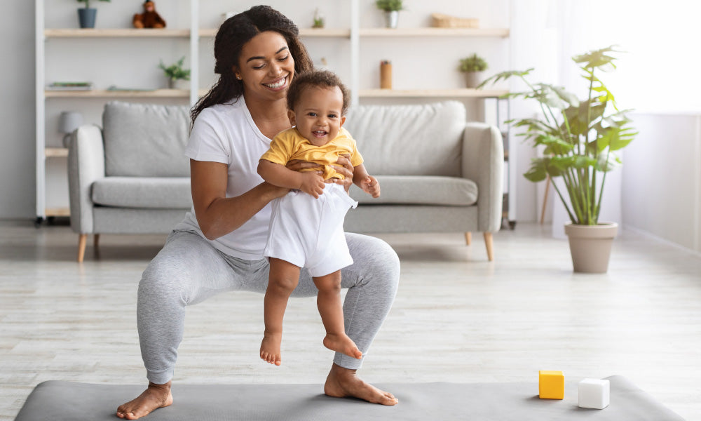 mom working out with child